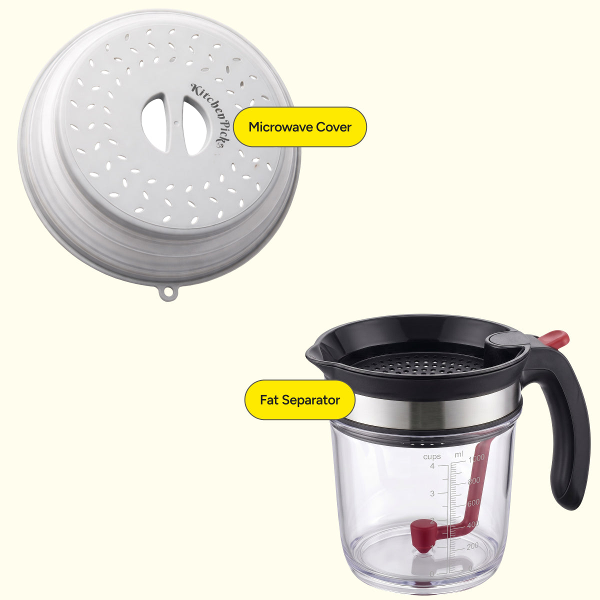 Broth & Reheat Bundle – 1000ml Fat Separator & Microwave Food Cover