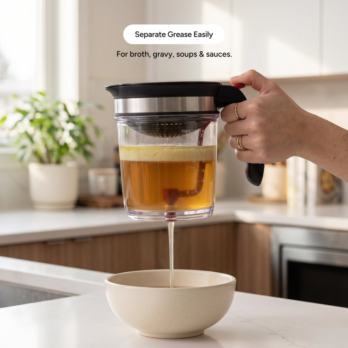Broth & Reheat Bundle – 1000ml Fat Separator & Microwave Food Cover