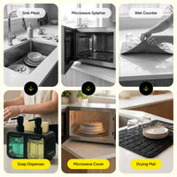 Everyday Mess-Free Kitchen Bundle – Soap Dispenser, Microwave Cover & Dish Drying Mat
