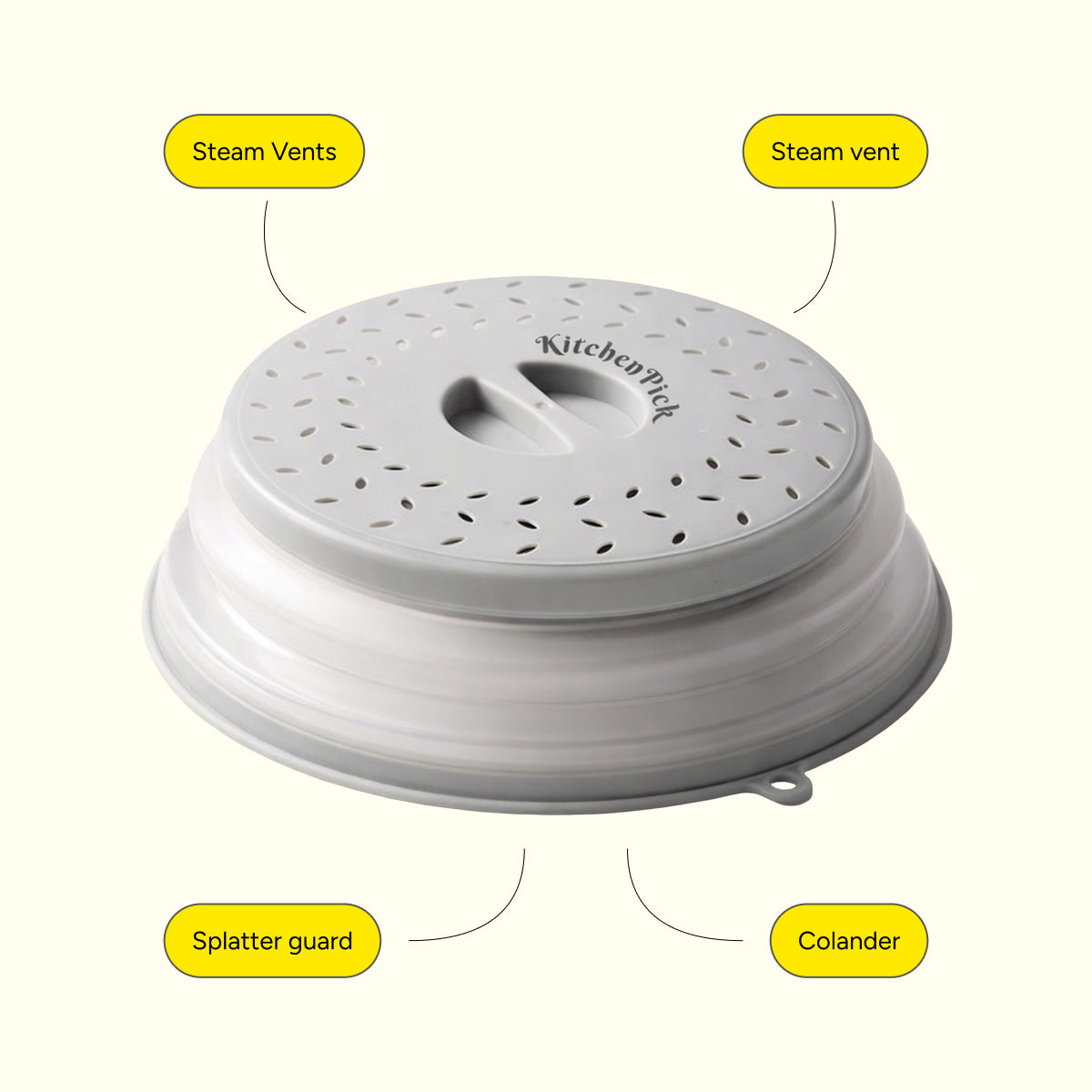 KitchenPick food cover with vent holes for safe microwave reheating