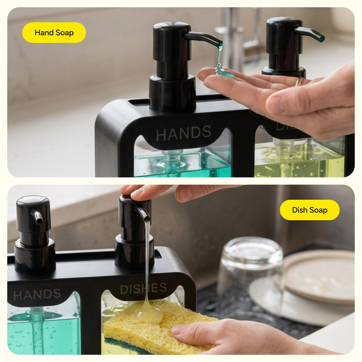 KitchenPick 2-in-1 Kitchen Sink Liquid Dish Soap Dispenser Set