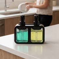 Black kitchen soap dispenser for dishwashing and handwashing