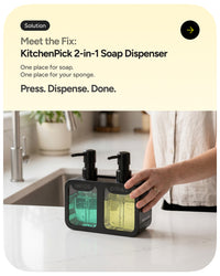 KitchenPick 2-in-1 Kitchen Sink Liquid Dish Soap Dispenser Set